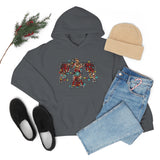 Rustic Holiday Tribal Bird With Christmas Lights Unisex Heavy Blend Hooded Sweatshirt! Winter Vibes!