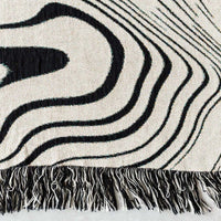 Luxurious Black Water Waves Cotton Tapestry Blanket for Home and Travel