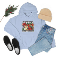 Rustic Cowboy Christmas Holiday Unisex Heavy Blend Hooded Sweatshirt! Winter Vibes!