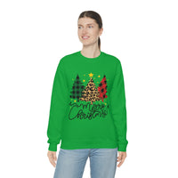 Merry Christmas Leopard Print Tree Unisex Heavy Blend Crewneck Sweatshirt! Winter Vibes!