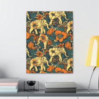 Vintage 70's Inspired Elephant Florals Canvas Gallery Wraps!