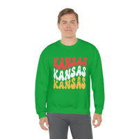 Kansas City Football Red Wave Unisex Heavy Blend Crewneck Sweatshirt! Football Season!