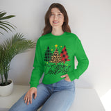 Merry Christmas Leopard Print Tree Unisex Heavy Blend Crewneck Sweatshirt! Winter Vibes!