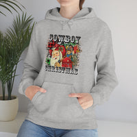 Rustic Cowboy Christmas Holiday Unisex Heavy Blend Hooded Sweatshirt! Winter Vibes!