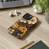 Vintage 70's Floral Chocolate Flowers Tough Phone Cases, Case-Mate!