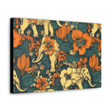 Vintage 70's Inspired Elephant Florals Canvas Gallery Wraps!