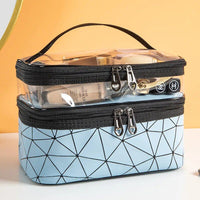 Sparkling Diamond Lattice Travel Makeup Bag - Waterproof, Multi-Function Cosmetic Case