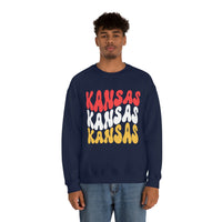 Kansas City Football Red Wave Unisex Heavy Blend Crewneck Sweatshirt! Football Season!