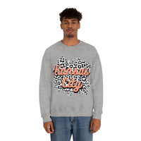 Kansas City Football Grey and Pink Leopard Print Unisex Heavy Blend Crewneck Sweatshirt! Football Season!