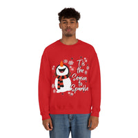 Tis The Season To Sparkle Snowman Unisex Heavy Blend Crewneck Sweatshirt! Winter Vibes!