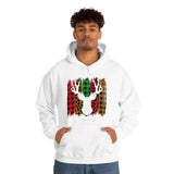 Paint Striped Deer Head Holiday Unisex Heavy Blend Hooded Sweatshirt! Winter Vibes!