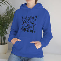 Joyful Merry Blessed Unisex Heavy Blend Hooded Sweatshirt! Winter Vibes!