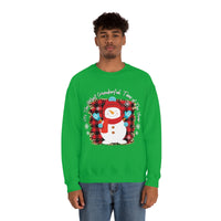 It's The Most Wonderful Time of The Year Snowman Leopard Print Unisex Heavy Blend Crewneck Sweatshirt! Winter Vibes!