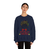 Just Really Love Christmas Bun Girl holiday Lights Unisex Heavy Blend Crewneck Sweatshirt! Winter Vibes!