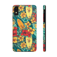 Vintage Floral Surfboard Blue and Yellow Tough Phone Cases, Case-Mate! Summer Vibes!