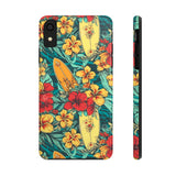 Vintage Floral Surfboard Blue and Yellow Tough Phone Cases, Case-Mate! Summer Vibes!