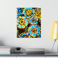 Floral Yellow and Blue Painting Print Premium Matte Vertical Posters!