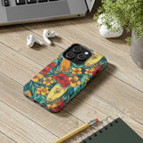 Vintage Floral Surfboard Blue and Yellow Tough Phone Cases, Case-Mate! Summer Vibes!