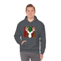 Paint Striped Deer Head Holiday Unisex Heavy Blend Hooded Sweatshirt! Winter Vibes!