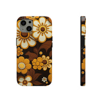 Vintage 70's Floral Chocolate Flowers Tough Phone Cases, Case-Mate!