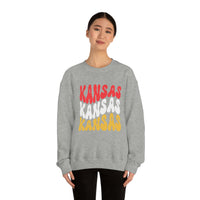 Kansas City Football Red Wave Unisex Heavy Blend Crewneck Sweatshirt! Football Season!