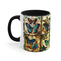 Vintage 70's Inspired Butterfly Quilt Accent Coffee Mug, 11oz!