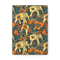 Vintage 70's Inspired Elephant Florals Canvas Gallery Wraps!