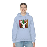 Paint Striped Deer Head Holiday Unisex Heavy Blend Hooded Sweatshirt! Winter Vibes!