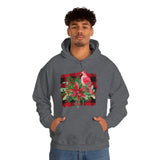 Buffalo Print Cardinal Holiday Unisex Heavy Blend Hooded Sweatshirt! Winter Vibes!