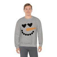 Snowman Heart Eyes Unisex Heavy Blend Crewneck Sweatshirt! Winter Vibes!