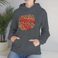 Kansas City Football Leopard Print Unisex Heavy Blend Hooded Sweatshirt! Football Season!