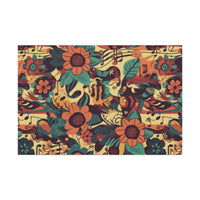 Vintage 70's Inspired Musical Notes Floral Canvas Gallery Wraps!