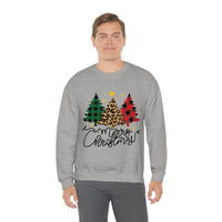 Merry Christmas Leopard Print Tree Unisex Heavy Blend Crewneck Sweatshirt! Winter Vibes!