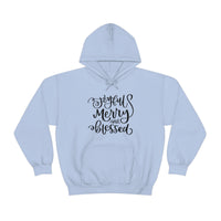 Joyful Merry Blessed Unisex Heavy Blend Hooded Sweatshirt! Winter Vibes!