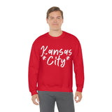 Kansas City Football White Logo Unisex Heavy Blend Crewneck Sweatshirt! Football Season!