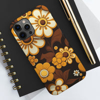 Vintage 70's Floral Chocolate Flowers Tough Phone Cases, Case-Mate!