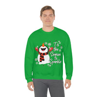 Tis The Season To Sparkle Snowman Unisex Heavy Blend Crewneck Sweatshirt! Winter Vibes!