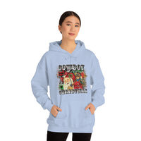 Rustic Cowboy Christmas Holiday Unisex Heavy Blend Hooded Sweatshirt! Winter Vibes!