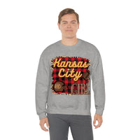 Kansas City Girl Football Buffalo Plaid Unisex Heavy Blend Crewneck Sweatshirt! Football Season!