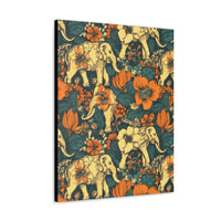 Vintage 70's Inspired Elephant Florals Canvas Gallery Wraps!