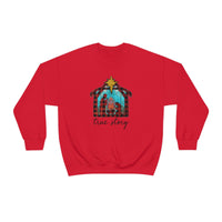 Buffalo Plaid Nativity Story Unisex Heavy Blend Crewneck Sweatshirt! Winter Vibes!