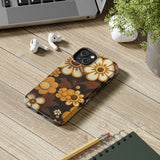 Vintage 70's Floral Chocolate Flowers Tough Phone Cases, Case-Mate!