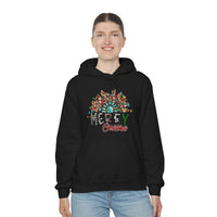 Merry Christmas Sunflower Holiday Unisex Heavy Blend Hooded Sweatshirt! Winter Vibes!