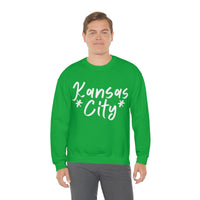 Kansas City Football White Logo Unisex Heavy Blend Crewneck Sweatshirt! Football Season!