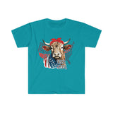 Highlander Cow USA 1776 Independence Day Unisex Graphic Tees!