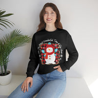 It's The Most Wonderful Time of The Year Snowman Leopard Print Unisex Heavy Blend Crewneck Sweatshirt! Winter Vibes!