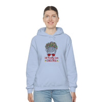 Just Really Love Christmas Bun Girl Unisex Heavy Blend Hooded Sweatshirt! Winter Vibes!