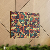 Vintage 70's Inspired Musical Notes Floral Canvas Gallery Wraps!