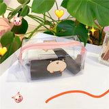 Trendy Transparent Strawberry Flower Cosmetic Bag