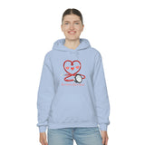Valentines Day Emergency Department Heart Stethoscope Unisex Heavy Blend Hooded Sweatshirt! Spring Vibes!